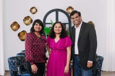 Swarna Mohan with her brokerage partners, Chak Karri and Sivajyothi Rachumalla, at Full Circle Real Estate in Austin, Texas. Together, they have built a thriving brokerage with a focus on collaboration, mentorship, and delivering exceptional client service."